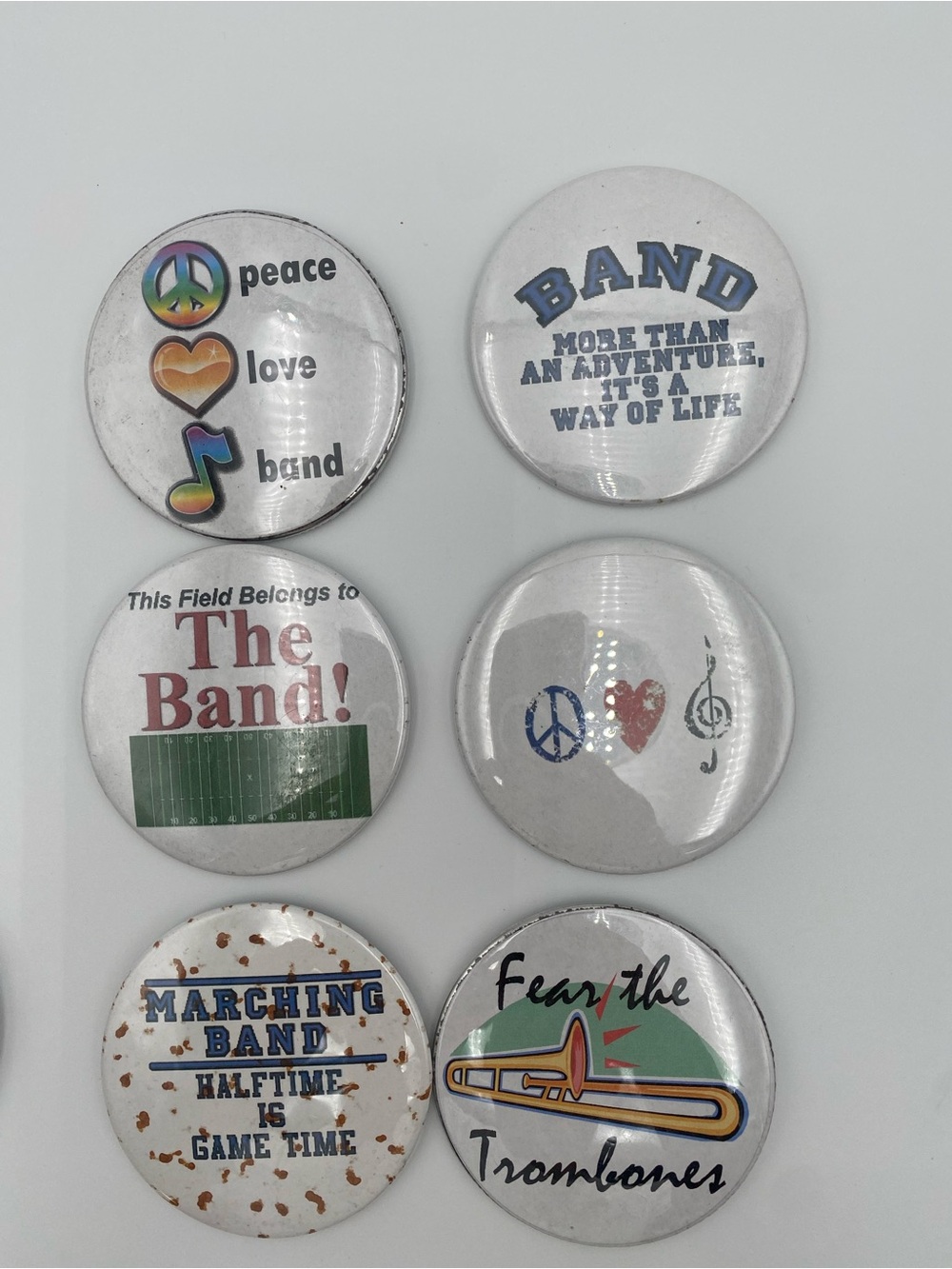 Band Button Pin Set - White Music-Themed Collectible